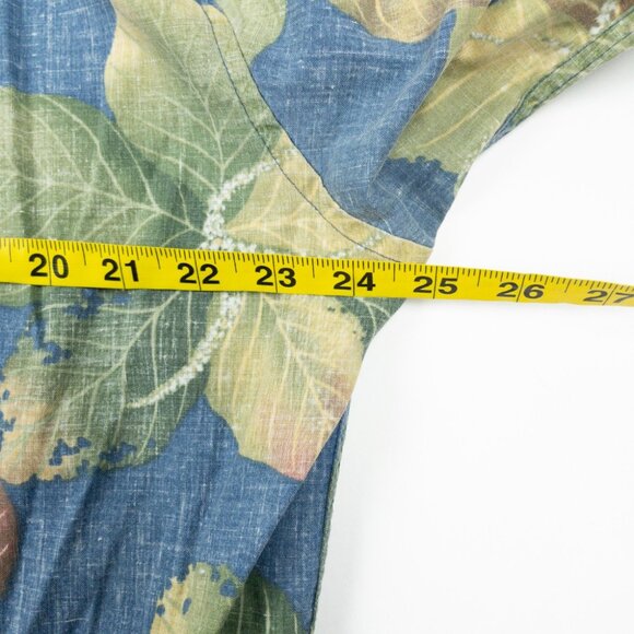 Reyn Spooner Popover Shirt Men's Large Hawaiian Tropical Floral Blue Green - Picture 12 of 14